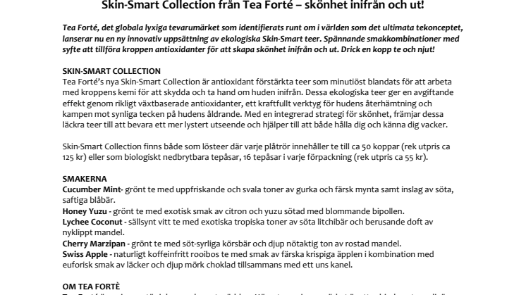 Skin-Smart Collection från Tea Forté – skönhet inifrån och ut!