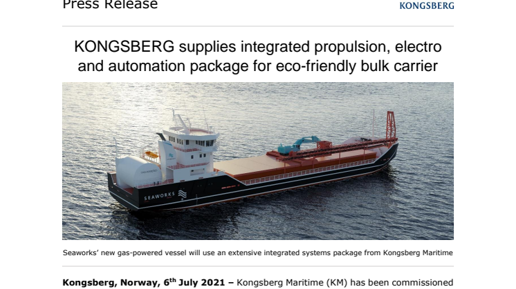 KONGSBERG supplies integrated propulsion, electro and automation package for eco-friendly bulk carrier