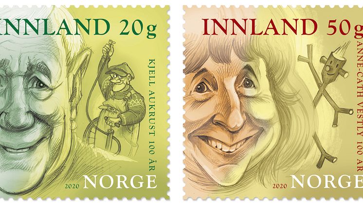 Posten gir ut frimerker med portretter av Kjell Aukrust, Anne-Cath Vestly og Jens Bjørneboe 19. mars.