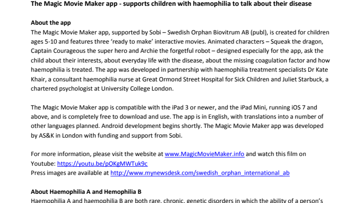 Magic Movie Maker Fact sheet