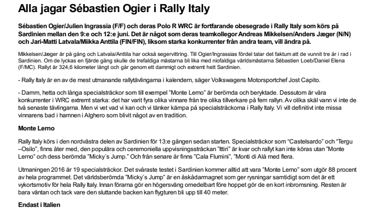Alla jagar Sébastien Ogier i Rally Italy