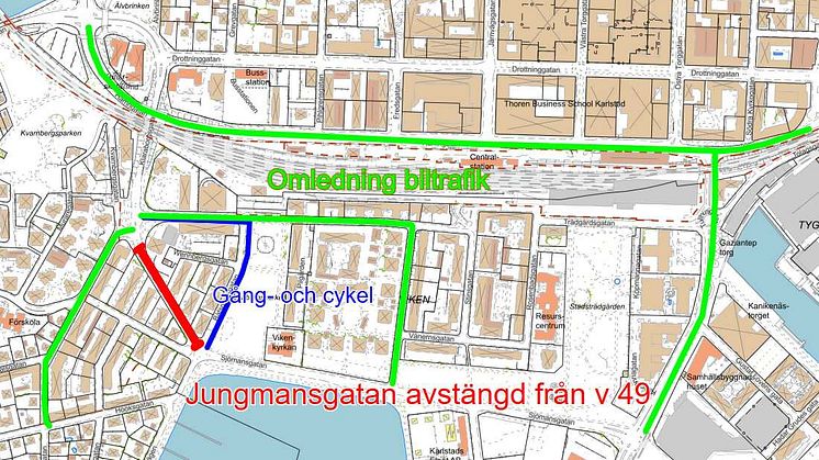 Jungmansgatan stängs av för trafik till 26 mars