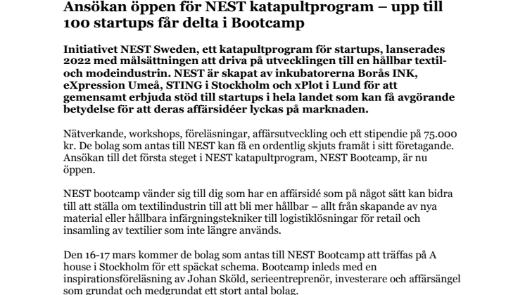 PM - Ansökan öppen för NEST katapultprogram – upp till 100 startups får delta i Bootcamp.pdf