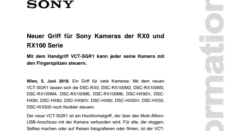 Neuer Griff für Sony Kameras der RX0 und RX100 Serie