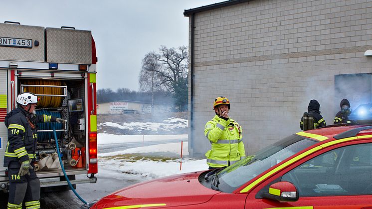 Räddningsledare med Rakelmobil