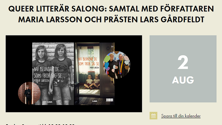 Queer litterär salong med författaren Maria Larsson 2/8