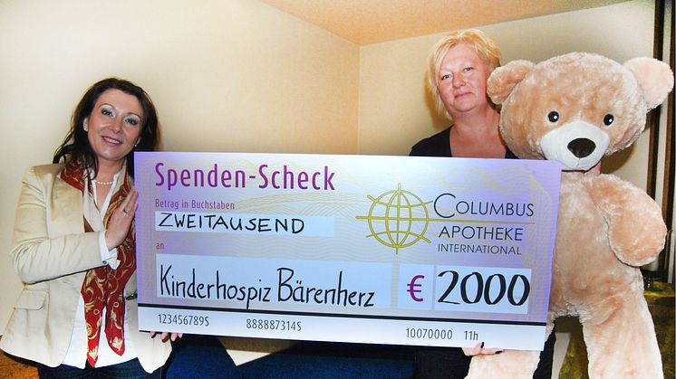 Columbus Apotheke International unterstützt im Jubiläumsjahr 2015 das Kinderhospiz Bärenherz