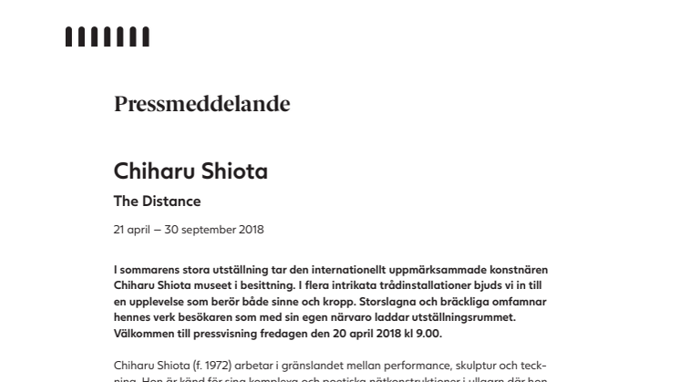 Pressvisning: Chiharu Shiota – The Distance 