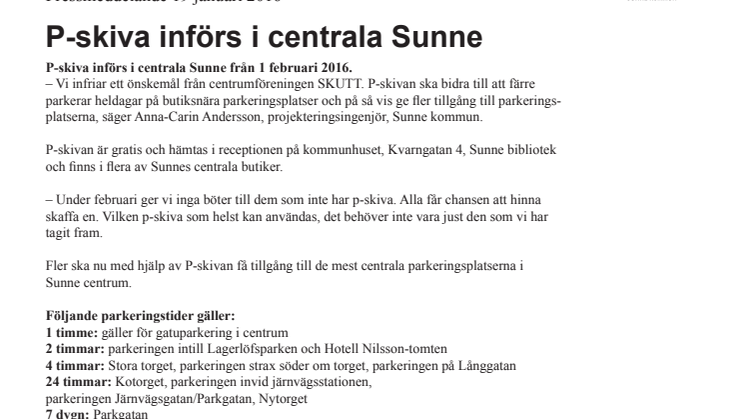 P-skiva införs i Sunne