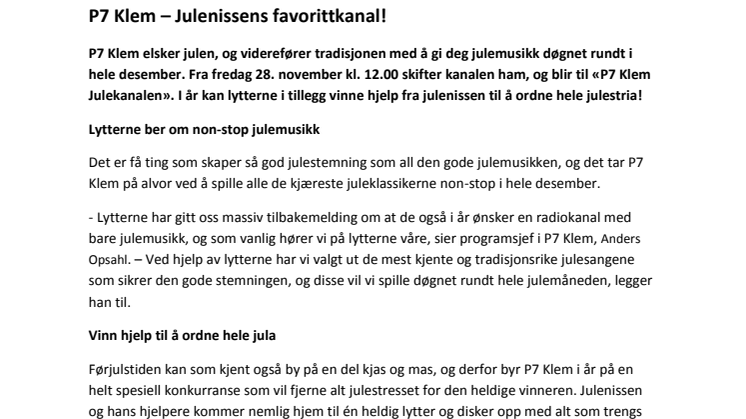 P7 Klem – Julenissens favorittkanal!
