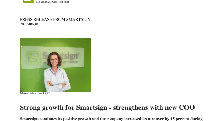 Strong growth for Smartsign - strengthens with new COO