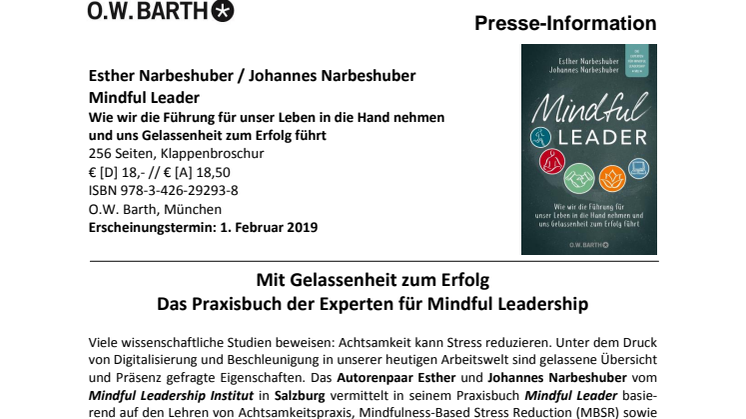 Pressemitteilung: Narbeshuber_Mindful Leader