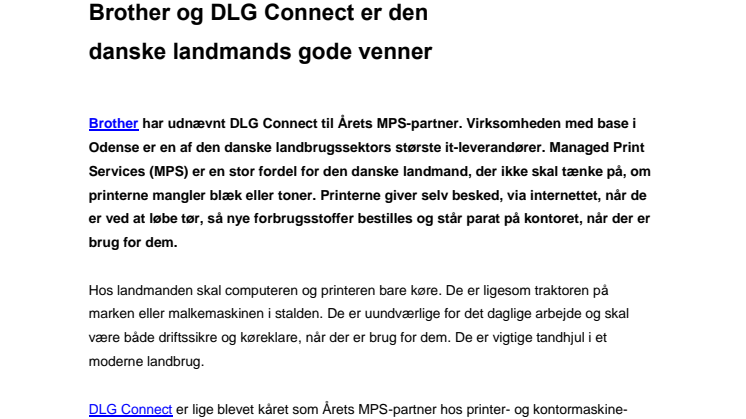 Brother og DLG Connect er den danske landmands gode venner