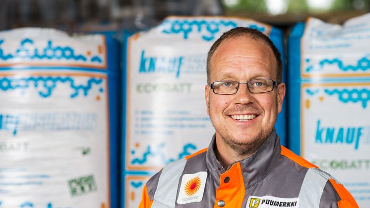 Samarbeidet med Knauf Insulation er bra, sier Jari Salomaja, som blant annet er fornøyd med samarbeidet de har på markedsføring.