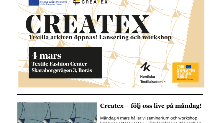 Createx - följ oss live på måndag!