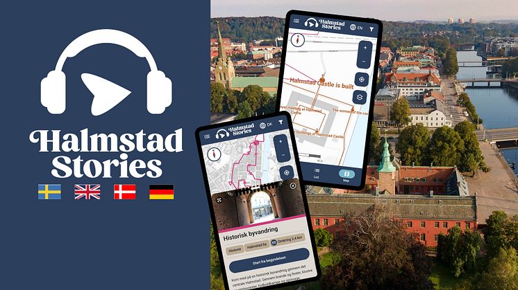 Nu har vi lanserat Halmstad Stories på engelska, danska och tyska. Fotocollage: Destination Halmstad.
