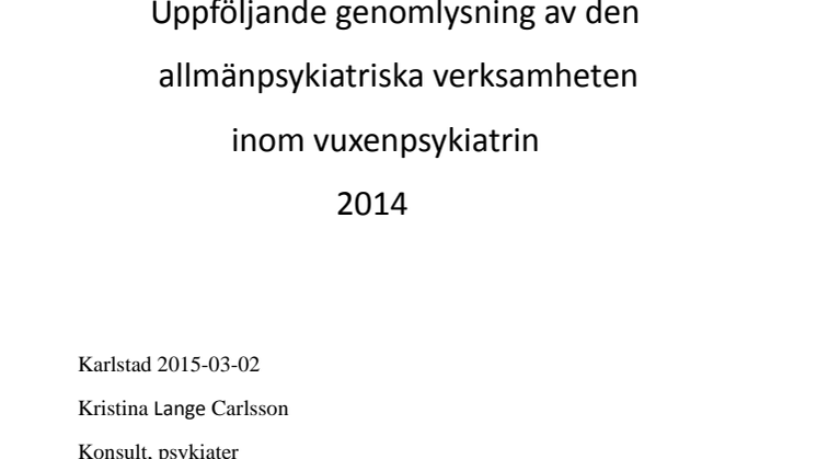 Slutrapport allmänpsykiatri Dalarna 2015