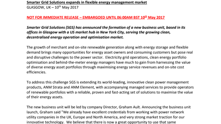 Smarter Grid Solutions expands in flexible energy management market