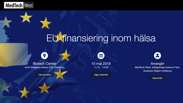 Välkommen till en eftermiddag om EU-finansiering inom hälsa den 15 maj!