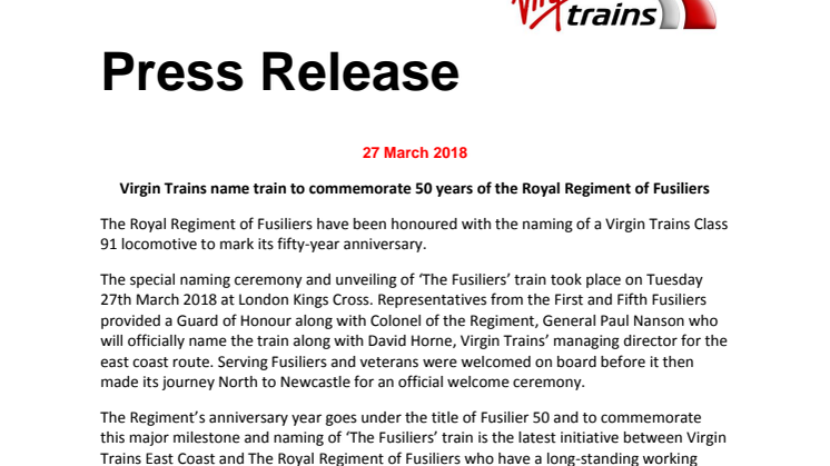 All aboard The Fusiliers Express