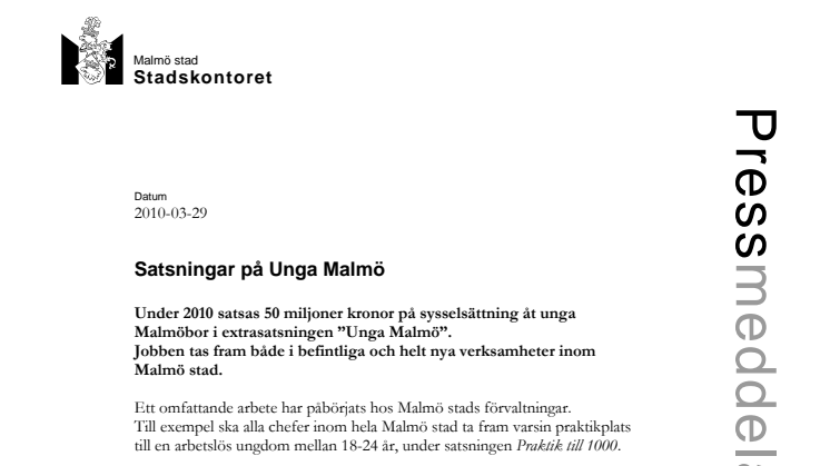 Satsningar på Unga Malmö