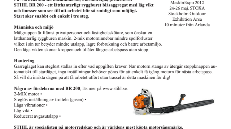 Ett nytt blåsaggregat med STIHL på MaskinExpo