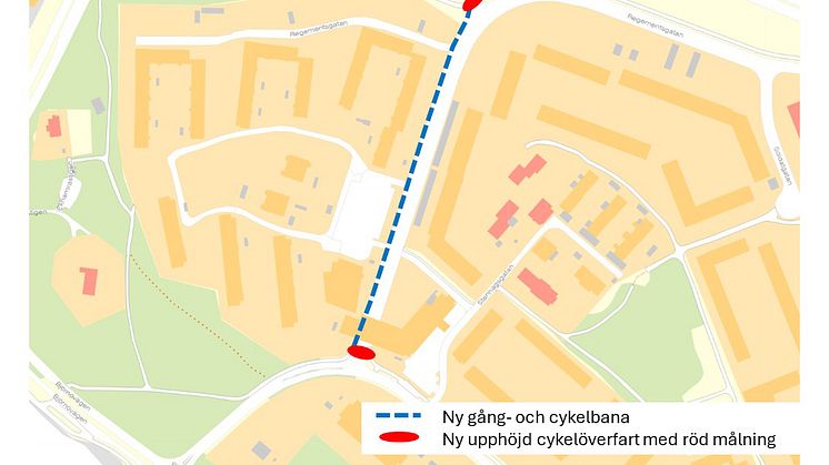 Ny gång- och cykelbana börjar byggas vid Regementsgatan