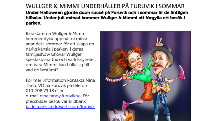 Wullger & Mimmi underhåller på Furuvik i sommar