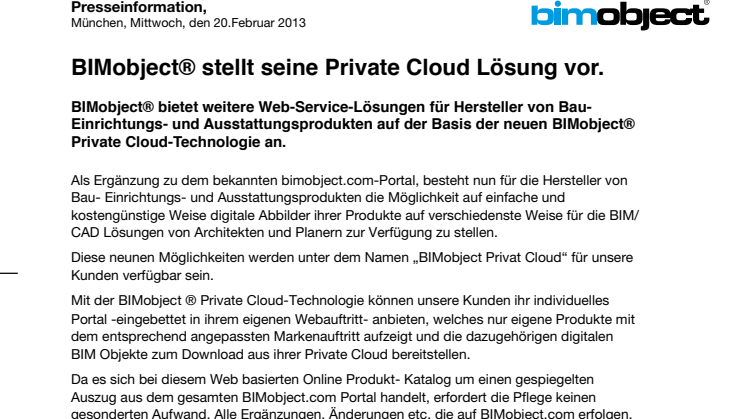 BIMobject® stellt seine Private Cloud Lösung vor. 