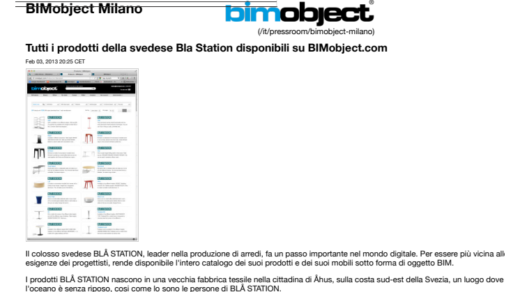 Tutti i prodotti della svedese Bla Station disponibili su BIMobject.com 