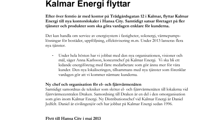 Kalmar Energi flyttar