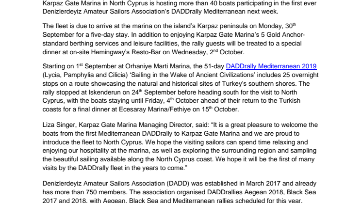 Karpaz Gate Marina Hosts First DADDrally Mediterranean