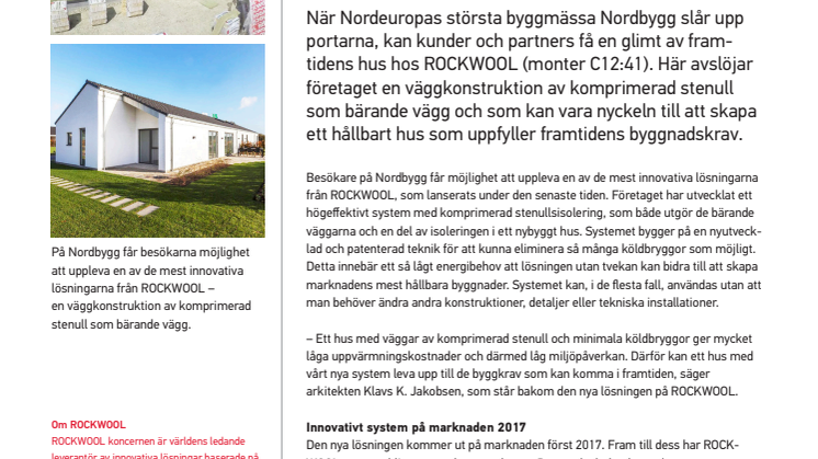 ROCKWOOL öppnar dörrarna till framtidens hus på Nordbygg