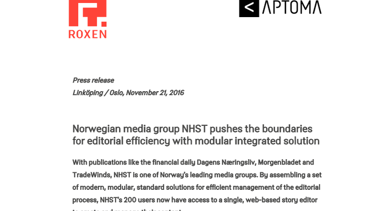 Norwegian media group NHST pushes the boundaries for editorial efficiency with modular integrated solution