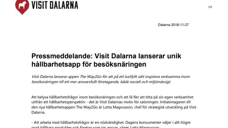 Visit Dalarna lanserar unik hållbarhetsapp för besöksnäringen