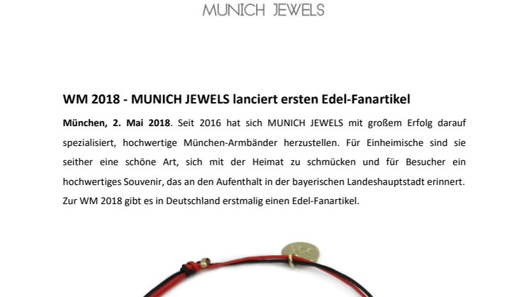 WM 2018 - MUNICH JEWELS lanciert ersten Edel-Fanartikel