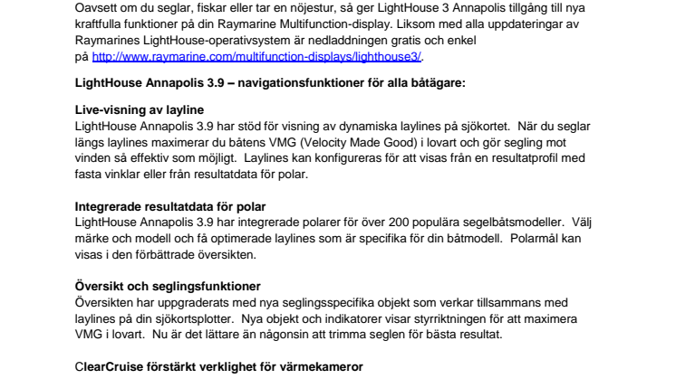 Raymarines Nya Uppdatering Av LightHouse OS Har Lanserats