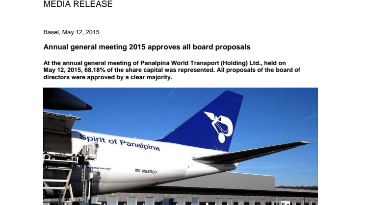 Annual general meeting 2015 approves all board proposals