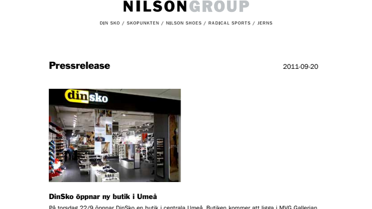 DinSko öppnar ny butik i Umeå