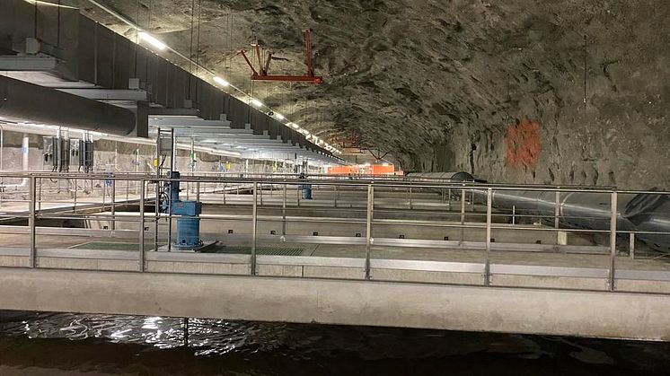 Die Käppala-Kläranlage in Lidingö, Schweden, liegt unterirdisch im Berggestein