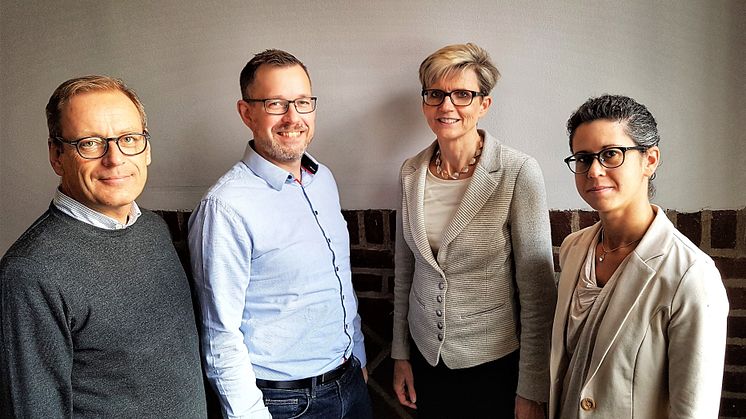 Forskarteamet bakom MedTech20: Anders Ingelgård, Fredrik Olson, Ingela Björholt och Eva Lesén. Foto: Anna-Karin Boström