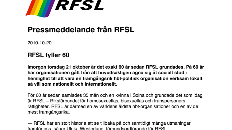 RFSL fyller 60