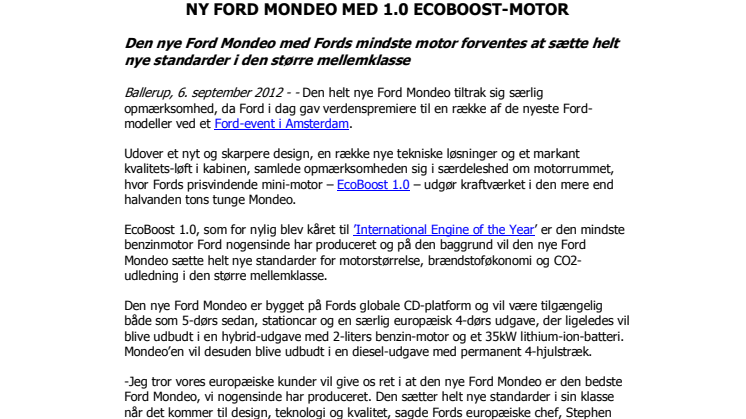 NY FORD MONDEO MED 1.0 ECOBOOST-MOTOR