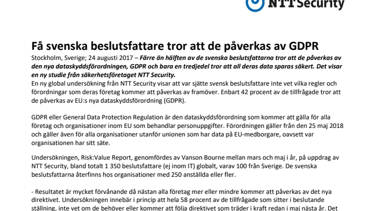 Få svenska beslutsfattare tror att de påverkas av GDPR