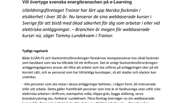 Vil overbevise svensk energibransje om e-læring