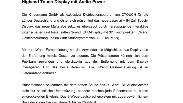 Highend Touch-Display mit Audio-Power