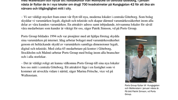 Ports Group väljer 700 kvadratmeter på Kungsgatan i Göteborg 