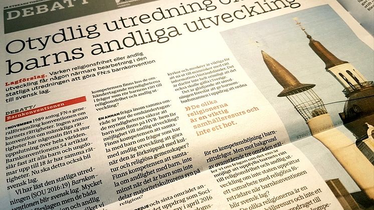 Debattartikel i Kyrkans tidning den 13 oktober 2016.