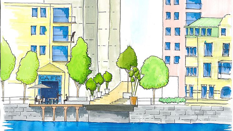 Framtidens Viskaholmsbro? Illustration av Richard Mattsson, stadsarkitekt.