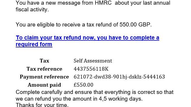 HMRC handout - example of email scam 2